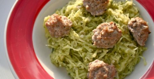 spaghetti-squash-meatballs-basil-pesto